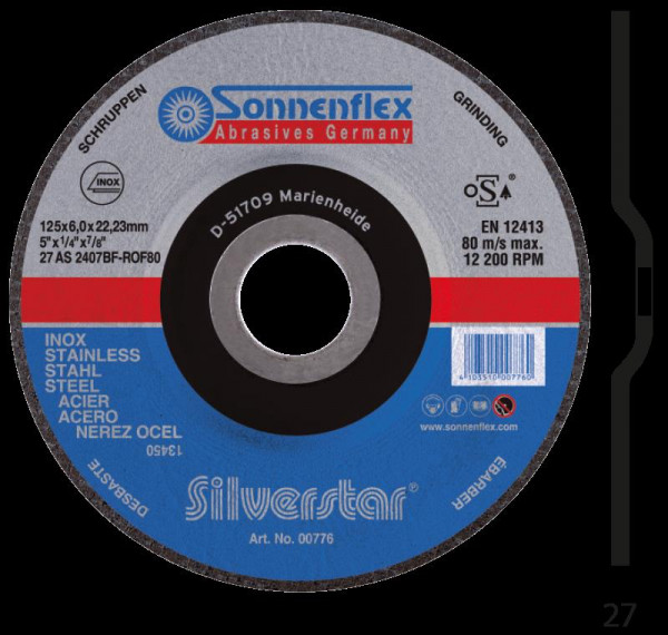 Sonnenflex Silverstar Schruppscheibe Edelstahl INOX