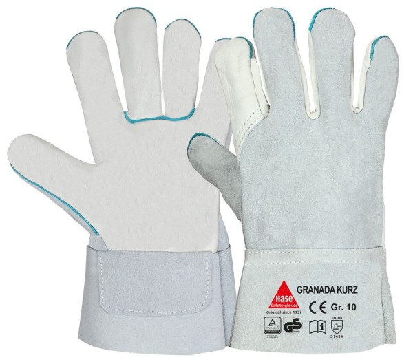 Hase GRANADA-short, 5-Fg.-Sicherheitshandschuhe aus Rindleder