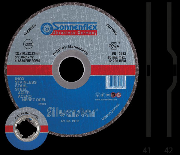 Sonnenflex Trennscheibe Silverstar Edelstahl INOX