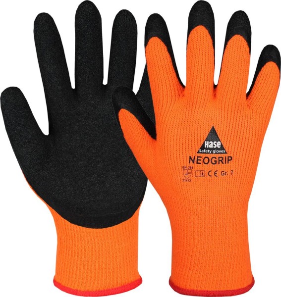 Hase NEOGRIP ORANGE gestrickter Handschuh aus Baumwolle/Polyest.