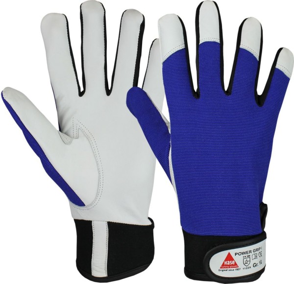 Hase POWER GRIP I, Montagehandschuh aus Schafsnappaleder, blau