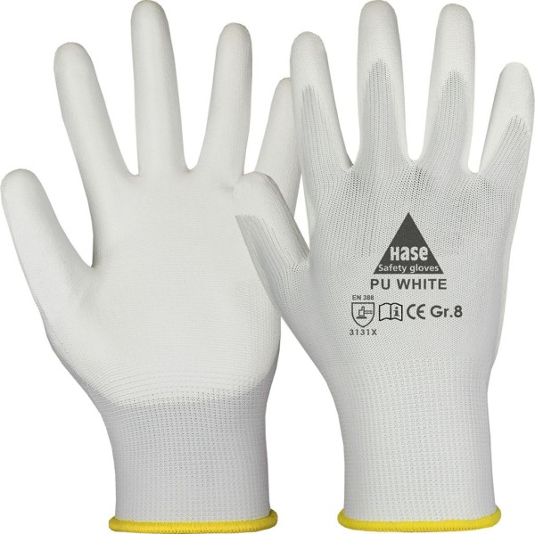 Hase Feinstrick Handschuh mit Soft-PU Beschichtung weiss