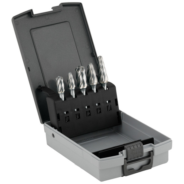 TYROLIT Hartmetallfräser Set 5-tlg. S6x40 PREMIUM Stahl/Edelstahl/Guss
