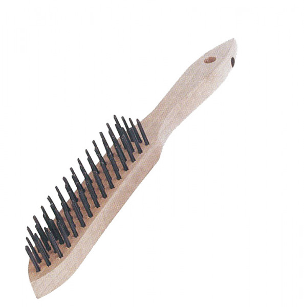 Drahtbürste Lessmann, mit Holzgriff, 3-reihig, Edelstahl glatt, rostfrei 1.4301