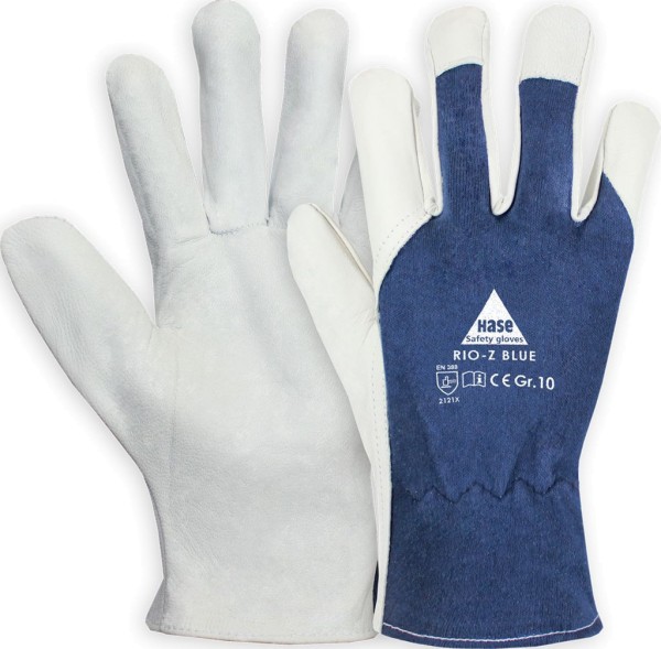 Hase RIO-Z-BLUE, 5-Fg.-Sicherheitshandschuhe aus Nappaleder