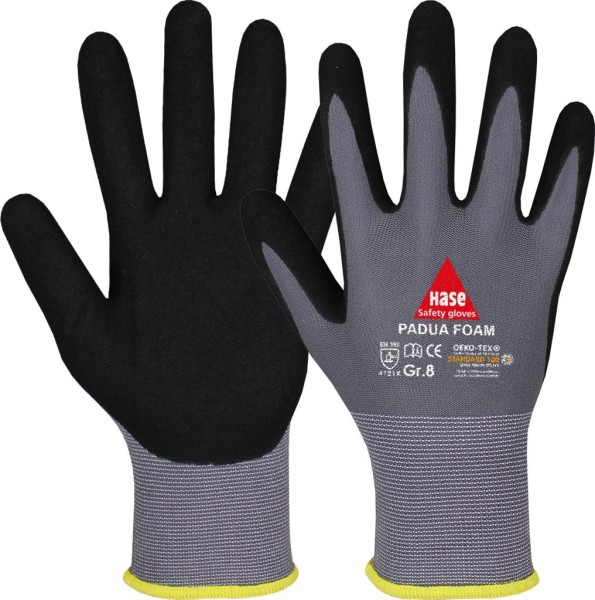 Hase PADUA FOAM, Montagehandschuh aus Nylon/Nitrilschaum, schwarz/grau