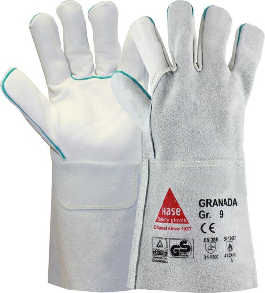 Hase GRANADA K Schweißerhandschuh aus Rindspaltleder grau