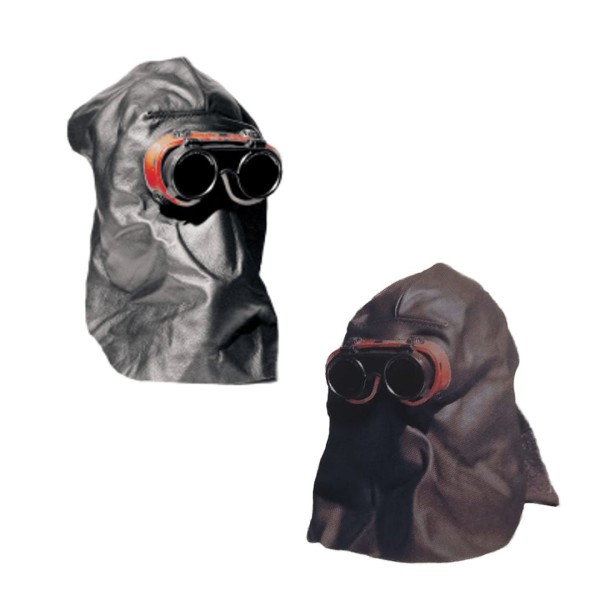 Ledermaske schwarz mit Schutzbrille