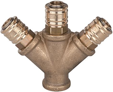 Druckluftverteiler mit 3 Kupplungen NW 7,2 Innengewinde G1/2