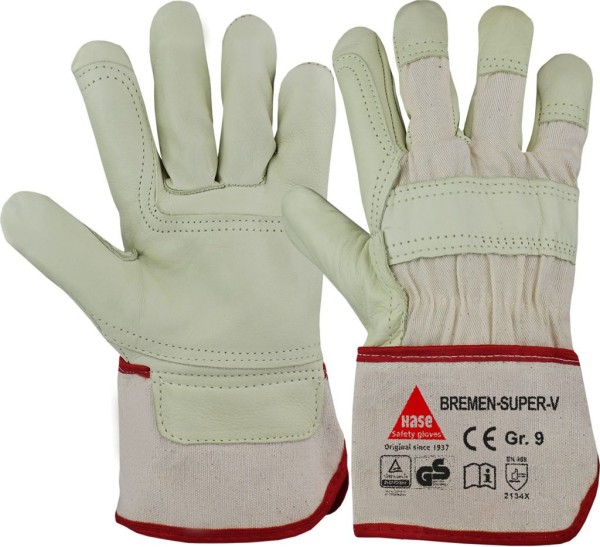 Hase BREMEN-SUPER-V, 5-Fg.-Sicherheitshandschuhe aus Vollleder