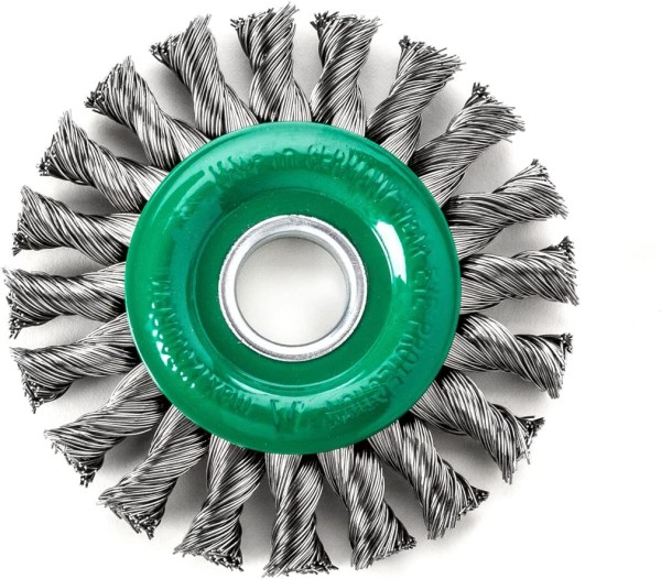 Lessmann Zopf-Rundbürste 32 Zöpfe, Edelstahldraht glatt, 0,50 mm, Bohrung 22,2 mm